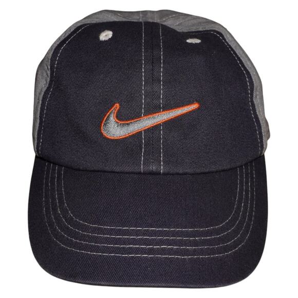 Vintage Nike Toddler Cap Two-Tone Gray & Navy Adjustable Strapback Hat - Picture 1 of 10